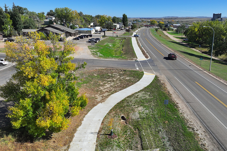Multi-use path in Watford City, North Dakota.