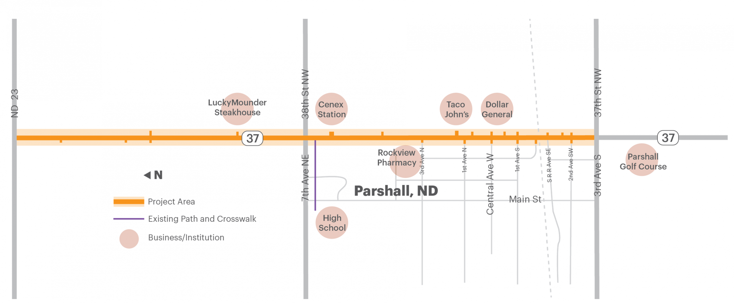 Project map for ND Highway 37
