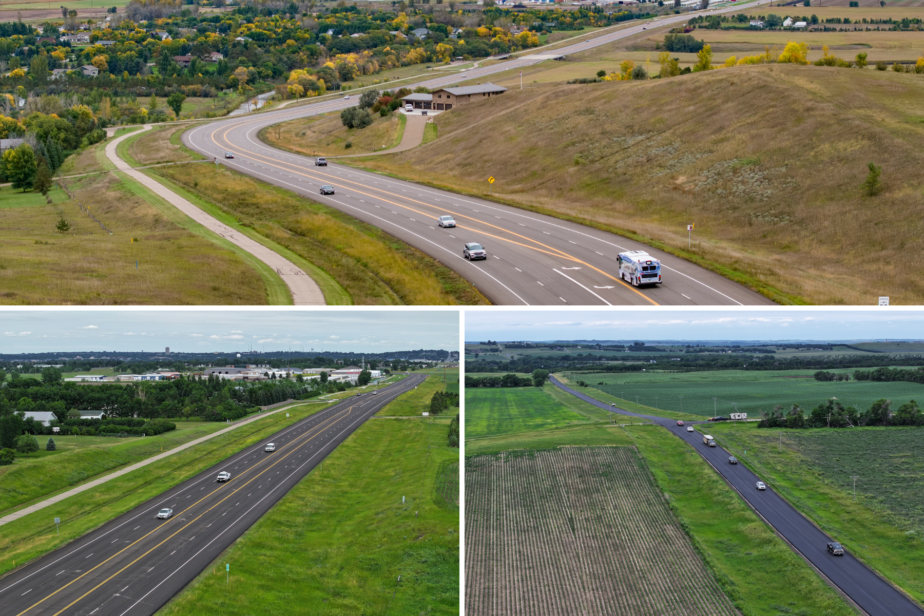 three overhead views of Highway 1804