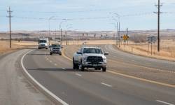 Four-lane highway with flush paved median